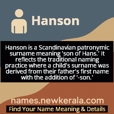 Hanson Name Meaning and Origin