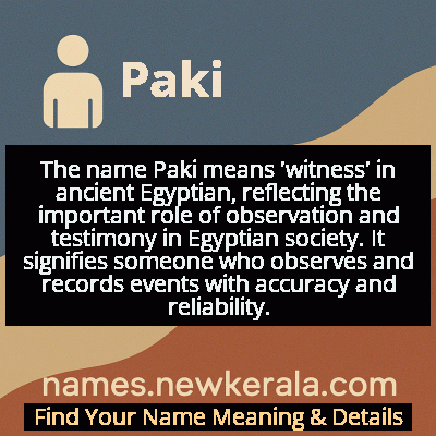 Paki Name Meaning and Origin